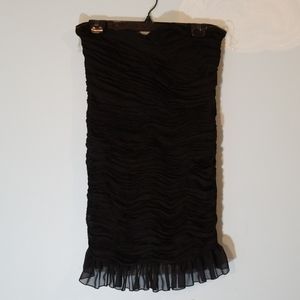 Suzy Shier black strapless rouched ruffle dress large NWT